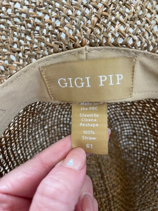 Gigi Pip Wide Brim Woven Straw Sun Hat - Brown - Picture 4 of 4